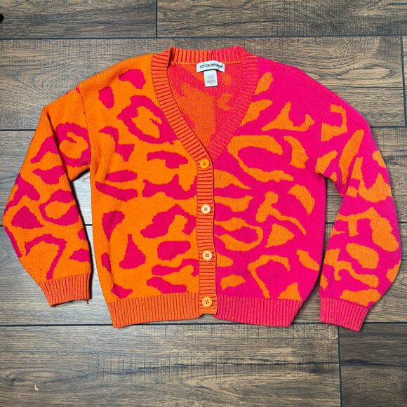 Cotton Emporium Cardigan Colorblock Button Down V-Neck Pink Orange Size *XL - Picture 1 of 6